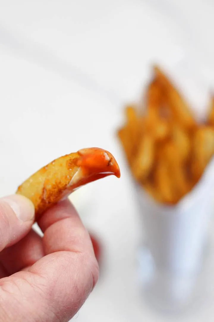 Belgian french fries with ketchup