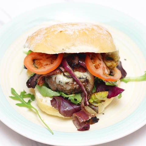 Homemade Hamburger with Brussels sprouts