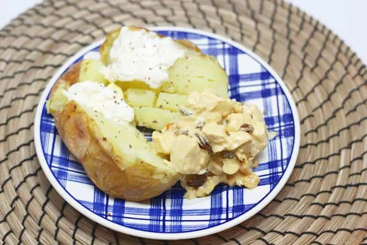 curried chicken with baked potato