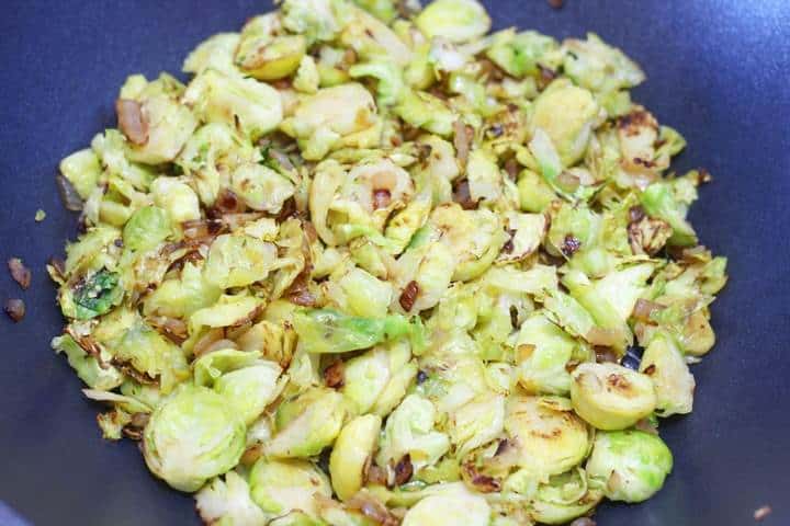 Brussel sprouts in the pan