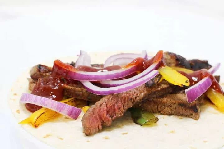 healthy steak fajita wrap