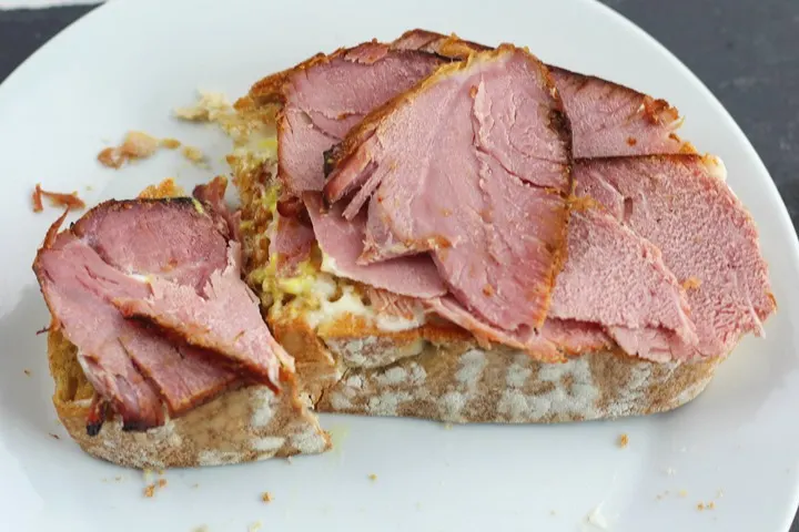 glazed ham on sourdough toast