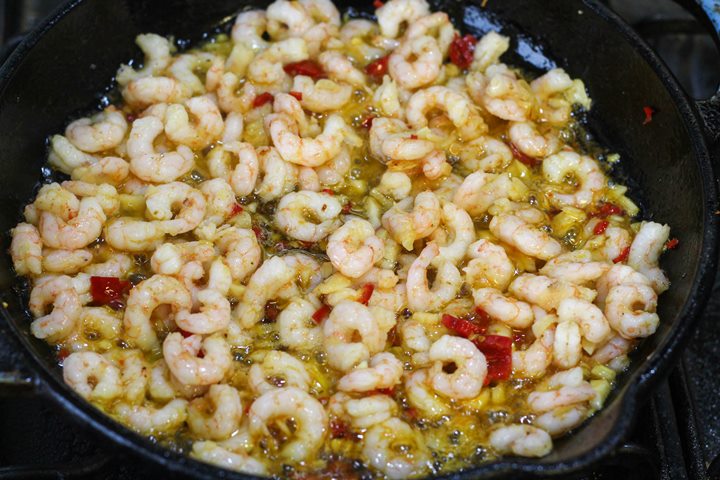 garlic oil and prawn