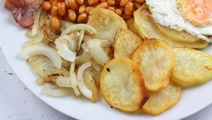 pan fried potatoes and onions