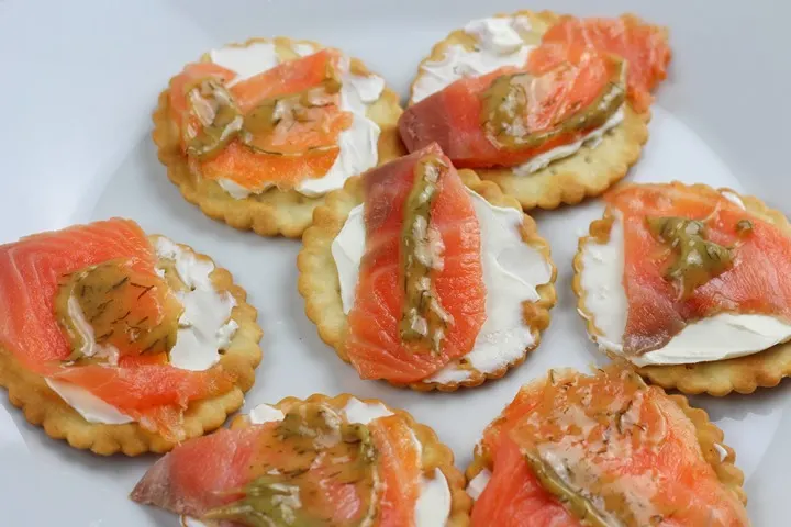 Smoked Salmon and Cream Cheese Cracker Bites - Ahead of Thyme