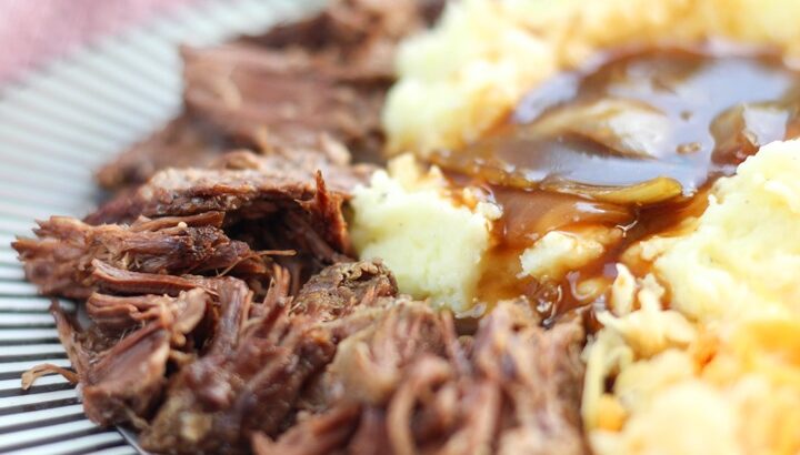 braised beef and onions in slow cooker