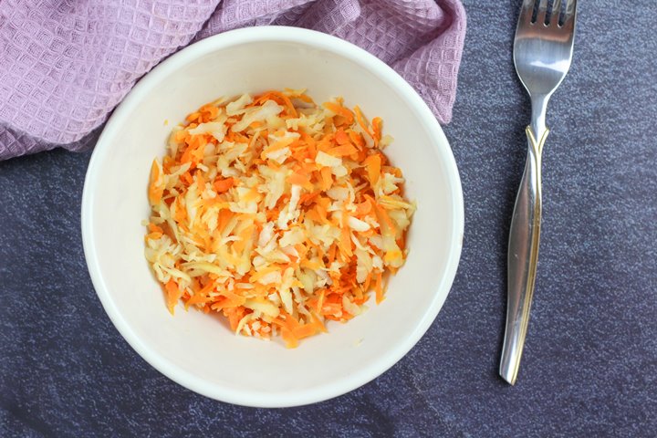 steamed cabbage and carrots