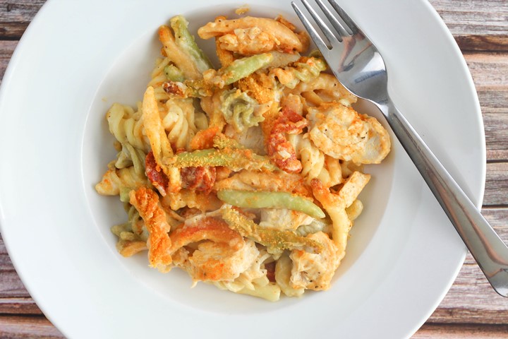 chicken and chorizo pasta bake