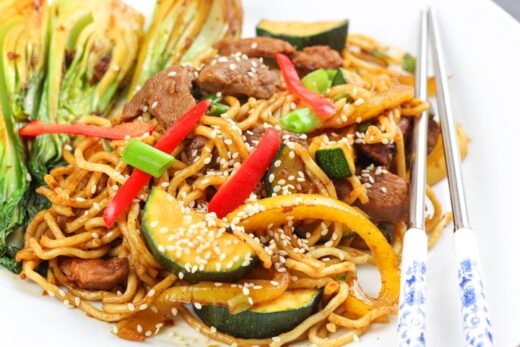 Stir Fry Duck Hoisin - a delicious Chinese dish served with noodles