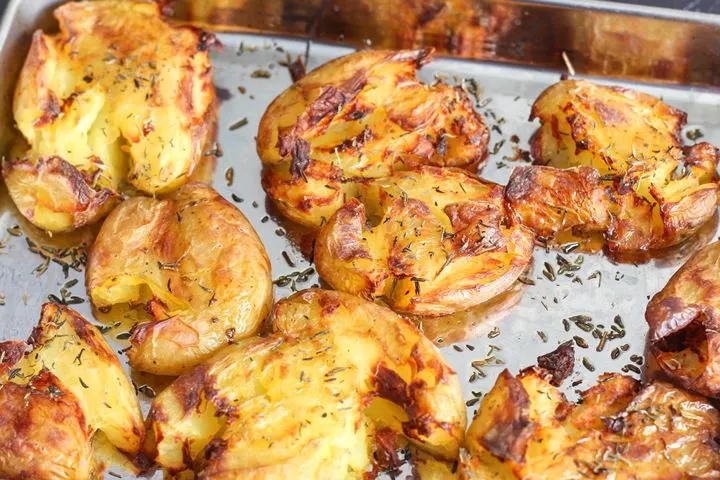 smashed grilled potatoes