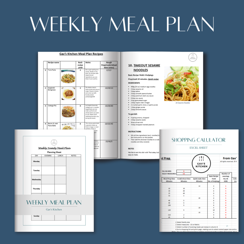 weekly meal plans, gav's kitchen products, meal prep