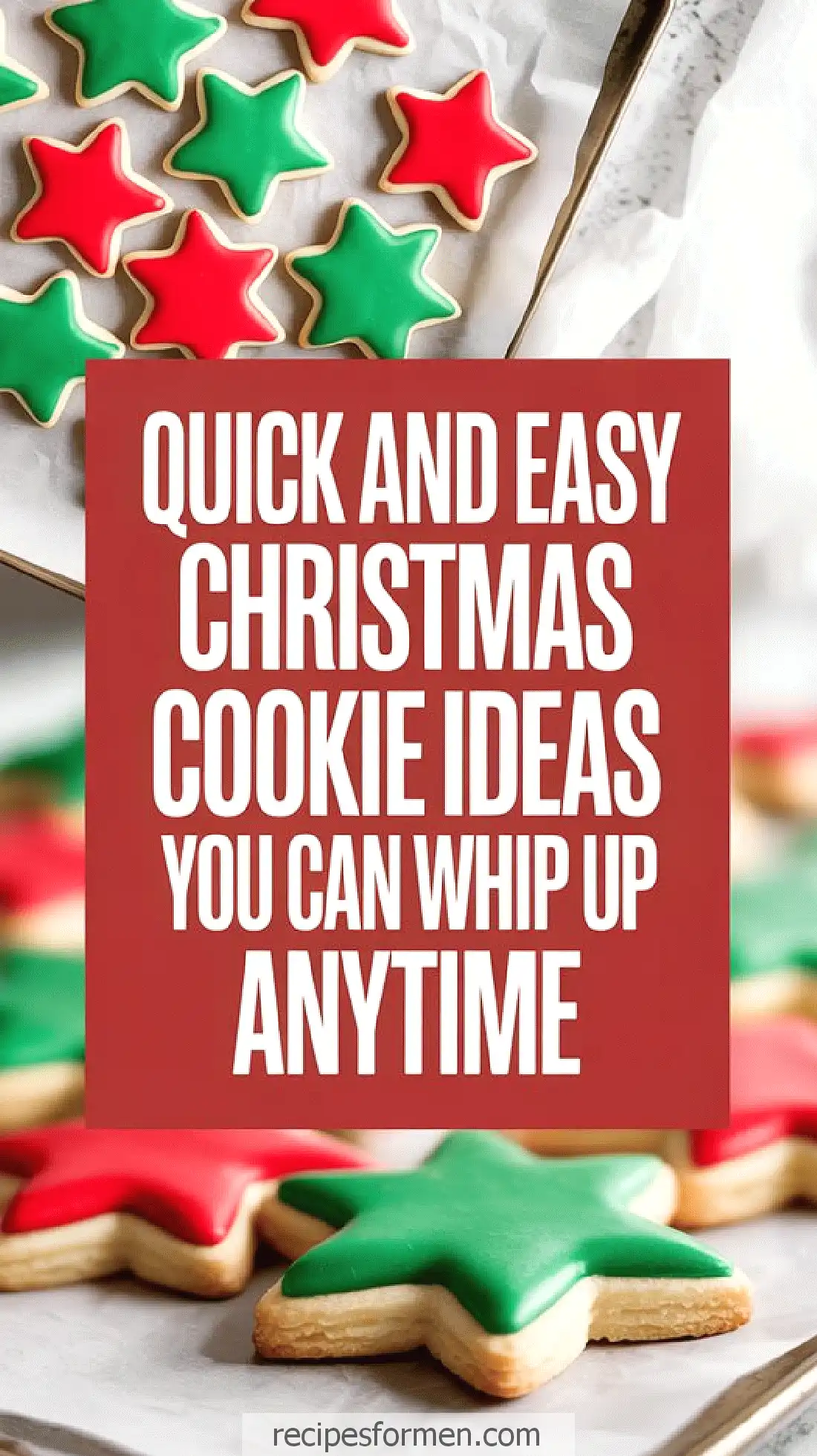 Christmas cookies guide: Quick and easy ideas with red and green star-shaped cookies, perfect for the holidays.