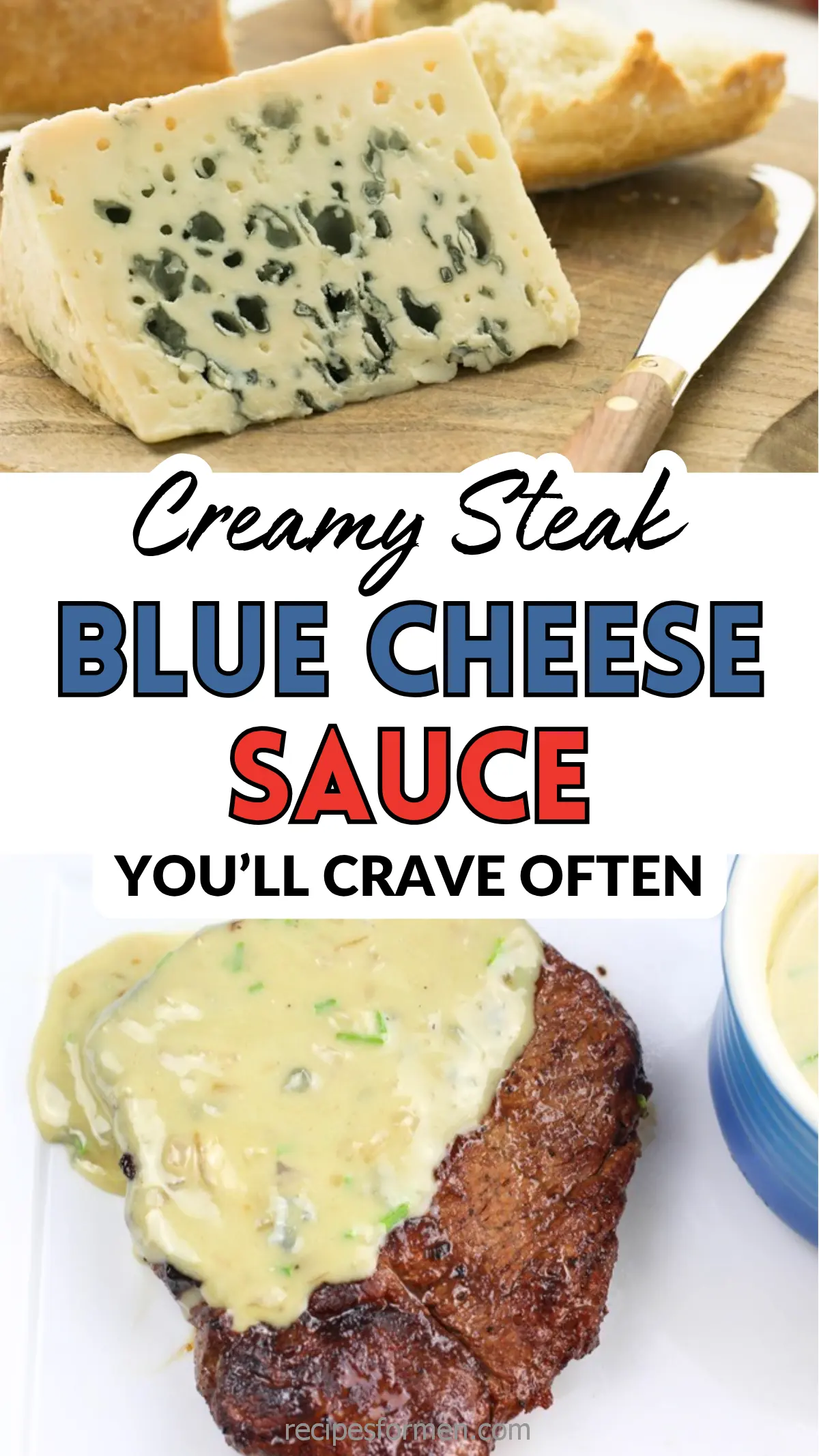 Steak with creamy blue cheese sauce, perfect for a delicious and indulgent meal you'll crave often.