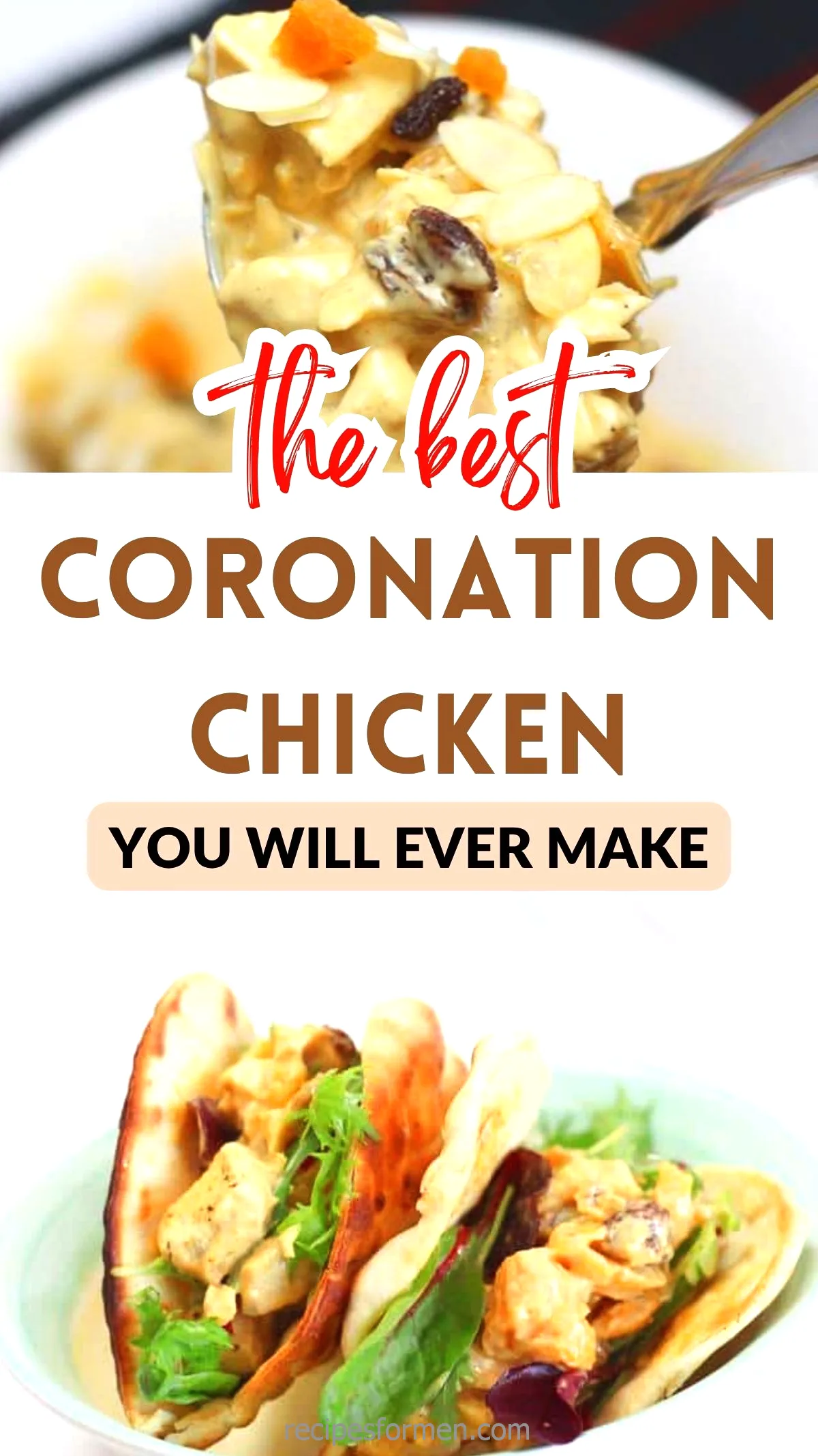 Delicious Coronation Chicken in wraps, featuring creamy sauce, raisins, and greens, perfect for a tasty meal.