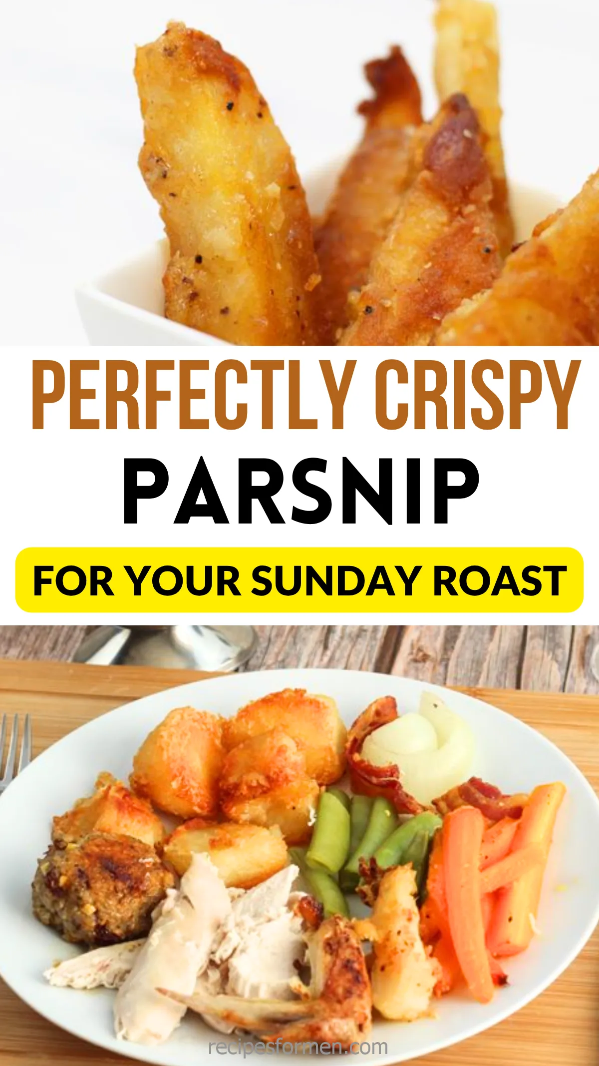 Crispy parsnip wedges perfect for a delicious Sunday roast dinner.